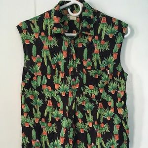 Pattern button down tank